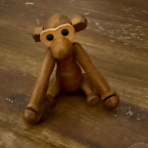 Handcrafted Wooden Monkey Figurine - Brown